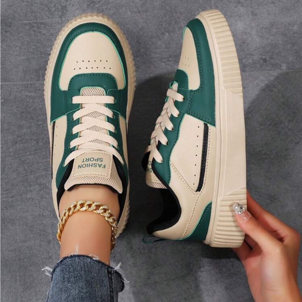 SHEIN Green and Cream Sneakers - Picture 3 of 3